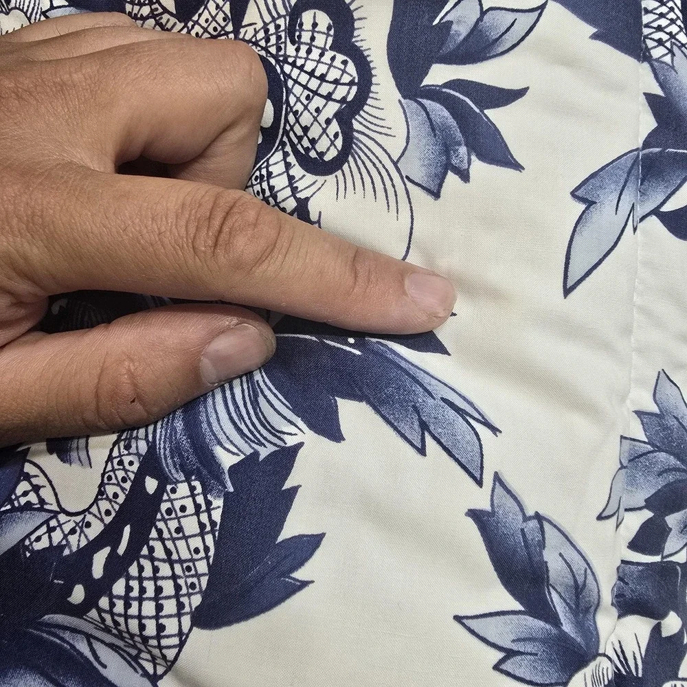 Vintage Ralph Lauren Home Comforter Twin Blue White Floral Koi Print 80s 90s
